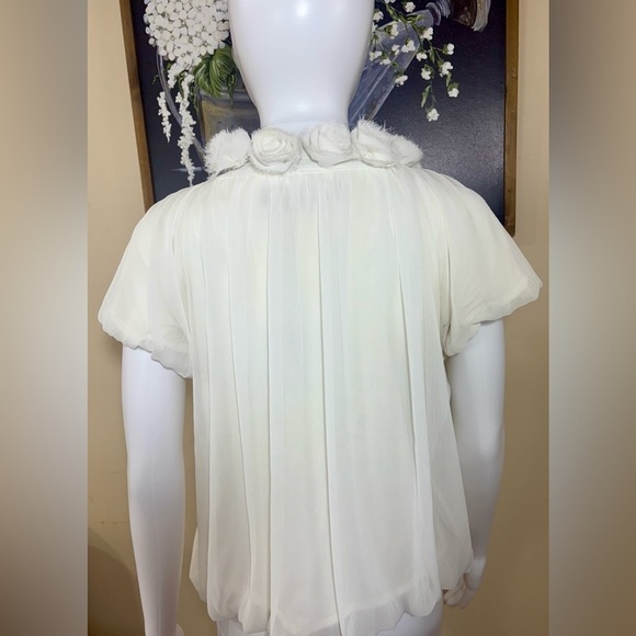 Michelle Taylor Y2K Short Sleeved Cream Cardigan with Floral Accents - Picture 2 of 4